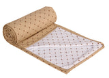 Nendle Both Side Use Polka Dot Design Cotton Dohar for Single Bed Light Weight for Summer (Camel White, 1 Piece)