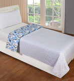 Nendle Both Side Use Floral Design Cotton Dohar for Single Bed Light Weight for Summer (Sky Blue White, 1 Piece)