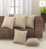 Nendle Velvet Plain/Solid Cushion Covers Set of 5 Cushion (Beige, 16x16 Inches)