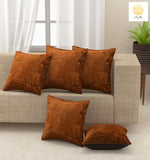 Nendle Velvet Plain/Solid Cushion Covers Set of 5 Cushion (Metallic Bronze, 16x16 Inches)